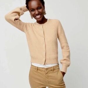 BOGO! J. Crew Ribbed Cardigan Jeweled Buttons Supersoft Yarn Tan Small